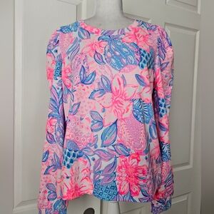 Lilly Pulitzer Pink & Blue Floral Long-Sleeve Top